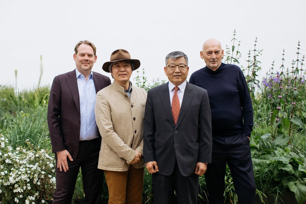 From left: David Gianotten, Austin Wang, Kelly Hsieh of the Taipei Representative Office in the UK, and architect Rem Koolhaas. Photo: Billy Barraclough