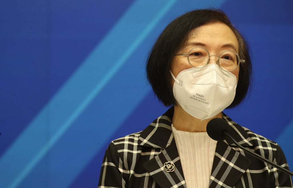 Hong Kong Health Secretary Sophia Chan Siu-chee argues the vaccine pass plays an important role in building immunity, serving as an incentive to get inoculated. Photo: Edmond So Hong Kong Health Secretary Sophia Chan Siu-chee argues the vaccine pass plays an important role in building immunity, serving as an incentive to get inoculated. Photo: Edmond So