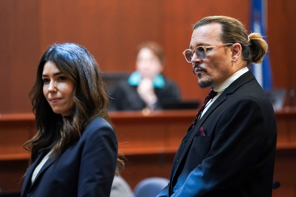 Actor Johnny Depp stands next to his lawyer, Camille Vasquez, in the courtroom at the Fairfax County Circuit Courthouse in Fairfax, Virginia, on May 18. Photo: AP