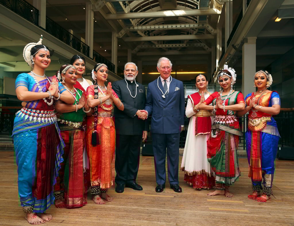 Indian Prime Minister Narendra Modi and Britain’s Prince Charles with Arunima Kumar and other dancers at London’s Science Museum in 2018. Photo: AP Indian Prime Minister Narendra Modi and Britain’s Prince Charles with Arunima Kumar and other dancers at London’s Science Museum in 2018. Photo: AP