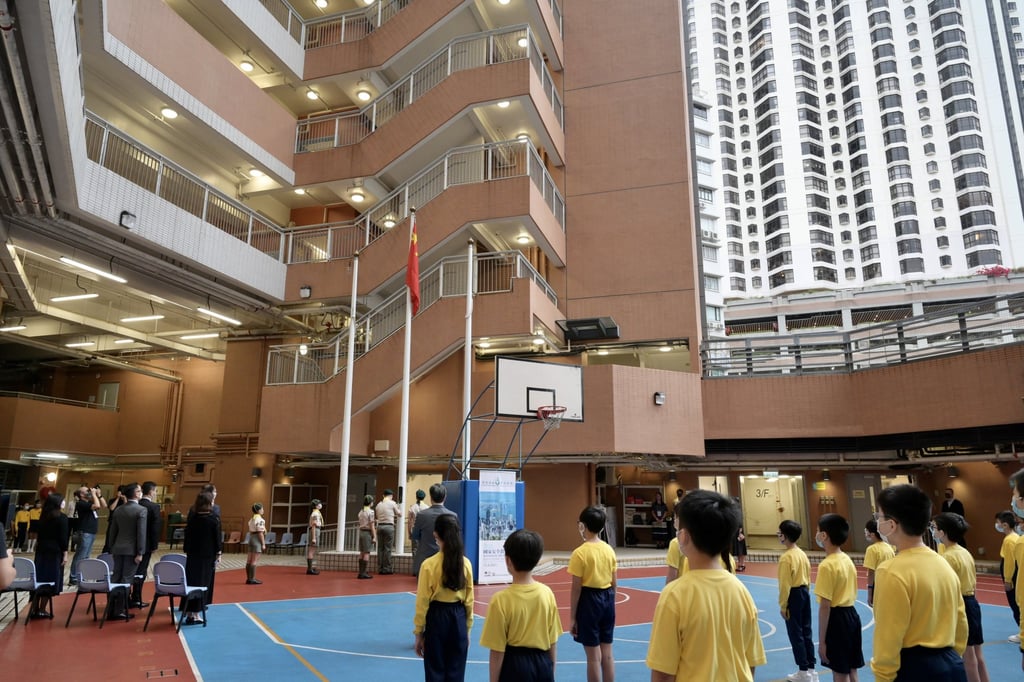 A flag-raising ceremony at a primary school on National Security Education Day. Photo: Handout