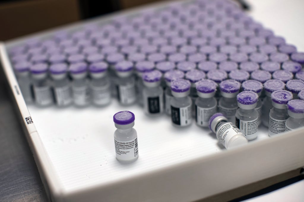 Frozen vials of the Covid-19 vaccine that were shared with lower income countries. Photo: AP