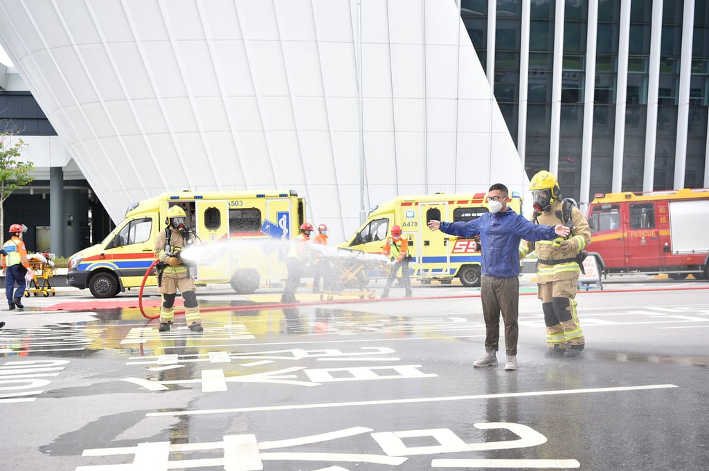 Firefighters at an anti-terrorism exercise code-named ‘defender’. Photo: Handout