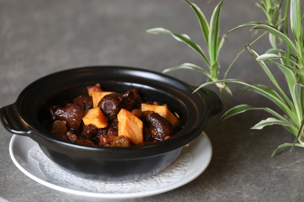 Yellow jelly fungus and ginger stew in sweet black vinegar at Chi Lin Vegetarian. Photo: Xiaomei Chen