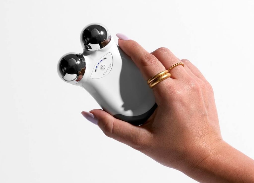 A NuFace beauty device. A NuFace beauty device.