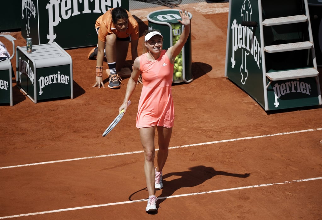 epa09974132 Aliaksandra Sasnovich of Belarus celebrates after beating Emma Raducanu of Great Britain in their women’s second round match at the French Open tennis tournament at Roland Garros in Paris, France, 25 May 2022. Sasnovich won in three sets. EPA-EFE/CHRISTOPHE PETIT TESSON epa09974132 Aliaksandra Sasnovich of Belarus celebrates after beating Emma Raducanu of Great Britain in their women’s second round match at the French Open tennis tournament at Roland Garros in Paris, France, 25 May 2022. Sasnovich won in three sets. EPA-EFE/CHRISTOPHE PETIT TESSON