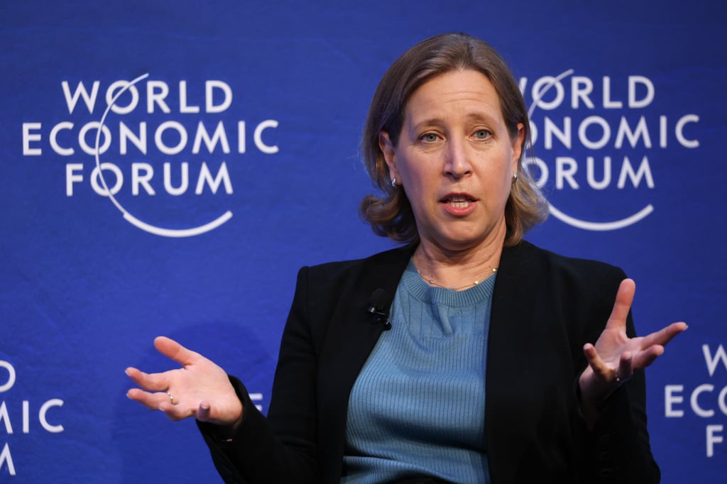 Susan Wojcicki, chief executive officer of YouTube, during a panel session on day two of the World Economic Forum in Davos, Switzerland, on May 24. Photo: Bloomberg Susan Wojcicki, chief executive officer of YouTube, during a panel session on day two of the World Economic Forum in Davos, Switzerland, on May 24. Photo: Bloomberg