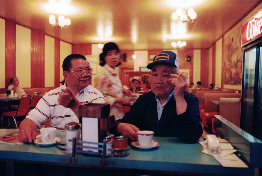 Chow Fong and Noisy Jim at the New Outlook Cafe in Saskatchewan, Canada, in a still from the first episode of Chinese Restaurants.