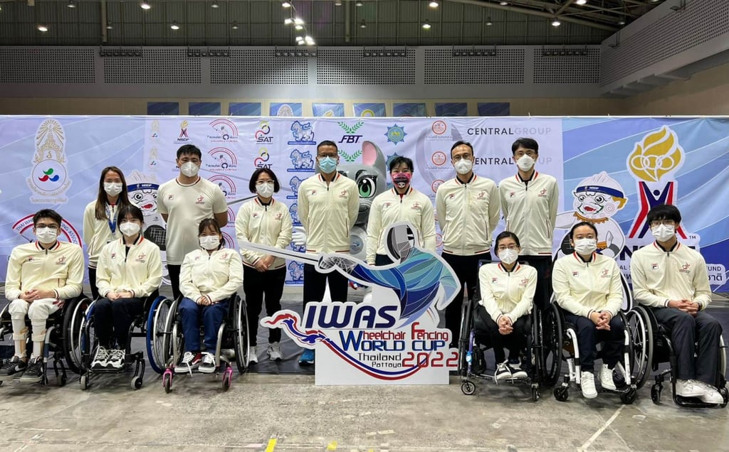Hong Kong’s wheelchair fencing team in Thailand.