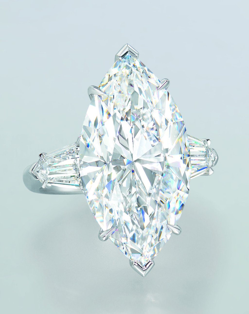 A 13.31-carat marquise D flawless diamond engagement ring. Photo: Ronald Abram A 13.31-carat marquise D flawless diamond engagement ring. Photo: Ronald Abram