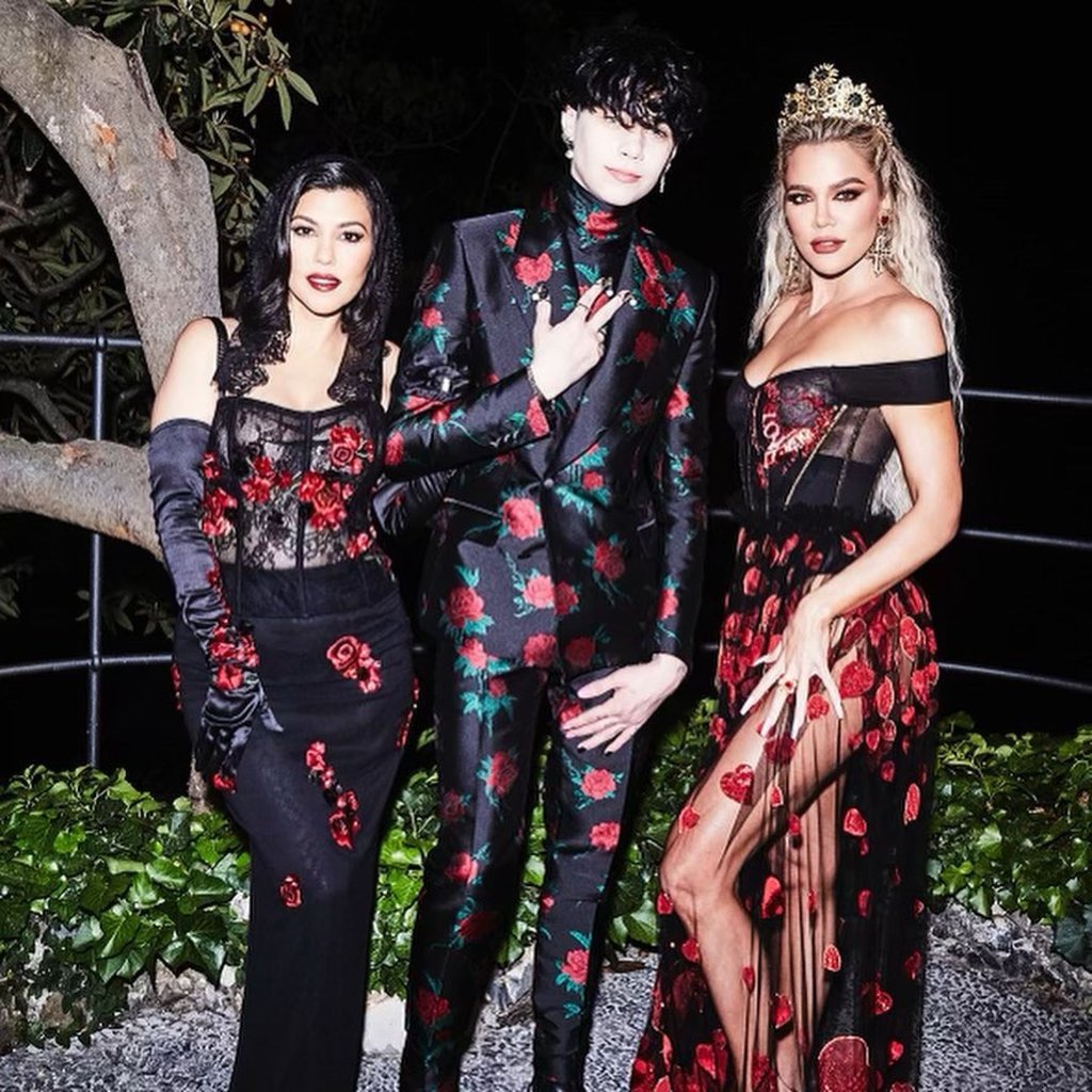 Landon Asher (centre) with new stepmum Kourtney Kardashian and Khloé Kardashian at Kourtney’s wedding in Italy. Photo: @landonasherbarker/Instagram Landon Asher (centre) with new stepmum Kourtney Kardashian and Khloé Kardashian at Kourtney’s wedding in Italy. Photo: @landonasherbarker/Instagram