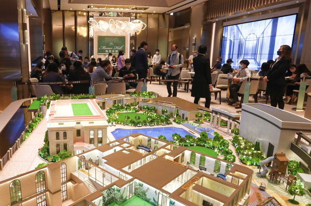Manor Hill property sales at Pioneer Centre in Mong Kok, March 28, 2022. Photo: SCMP / Jonathan Wong Manor Hill property sales at Pioneer Centre in Mong Kok, March 28, 2022. Photo: SCMP / Jonathan Wong