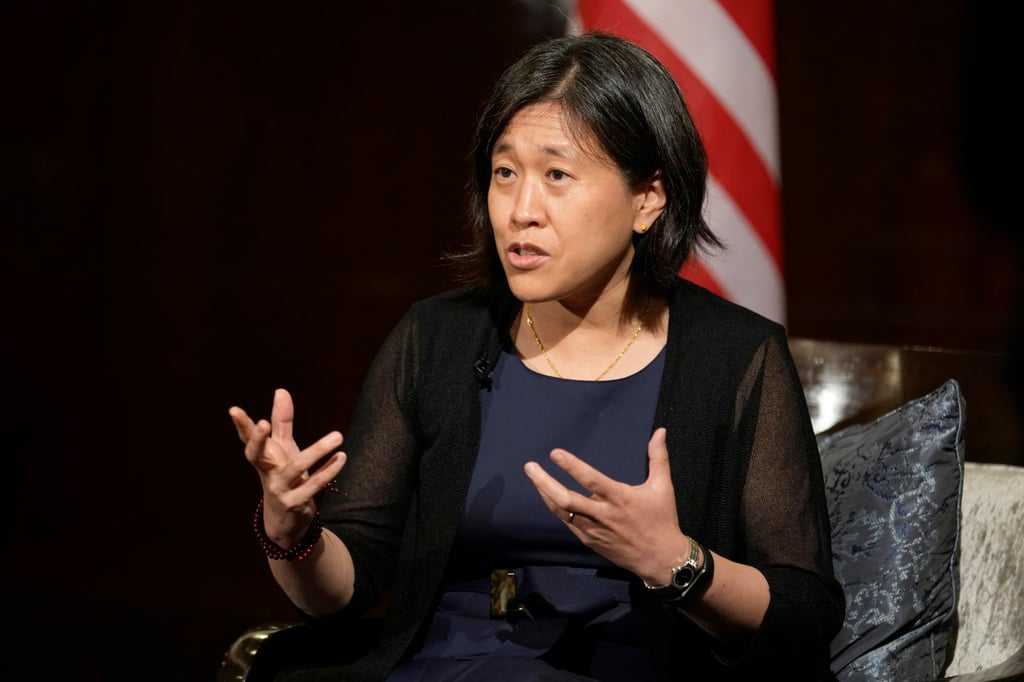 US Trade Representative Katherine Tai has said that tariffs on Chinese imports are under review. Photo: AP US Trade Representative Katherine Tai has said that tariffs on Chinese imports are under review. Photo: AP
