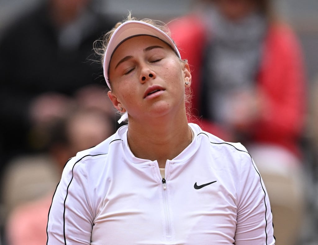 Amanda Anisimova reacts during her fourth round match against Leylah Fernandez. Photo: Reuters Amanda Anisimova reacts during her fourth round match against Leylah Fernandez. Photo: Reuters