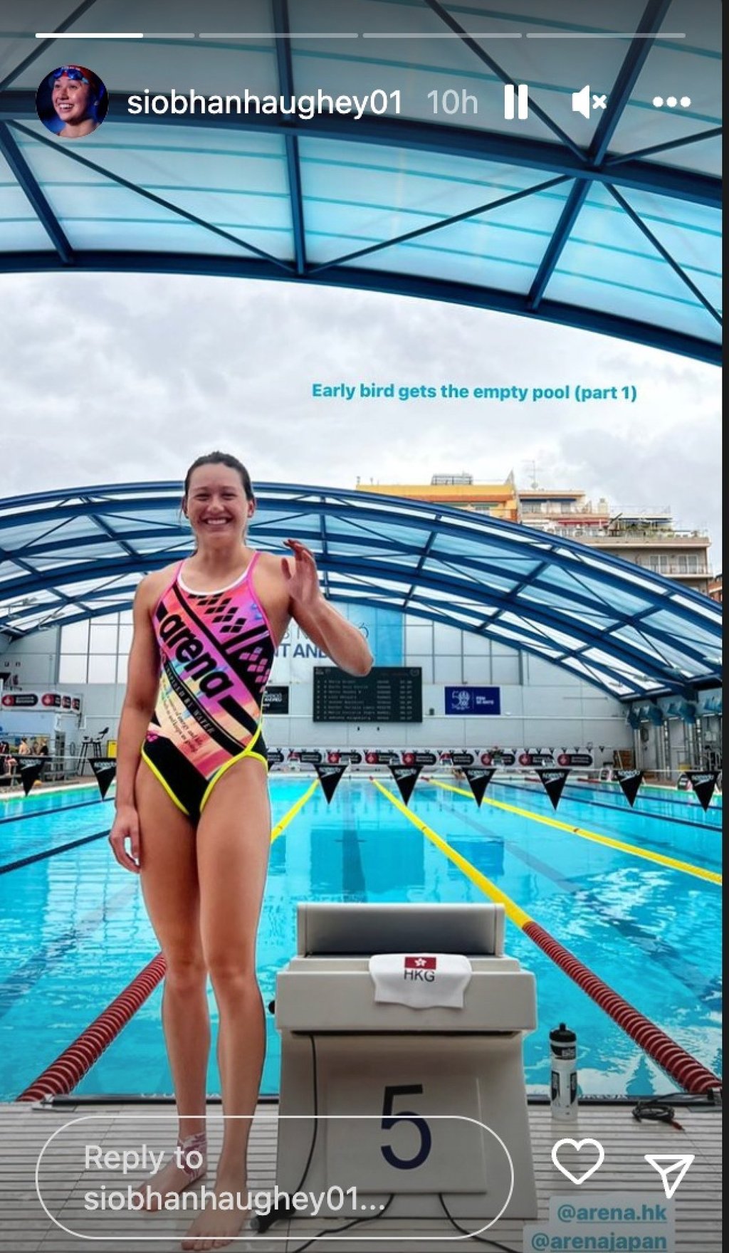 Siobhan Haughey is still training despite her injury. Photo: Instagram/@siobhanhaughey01