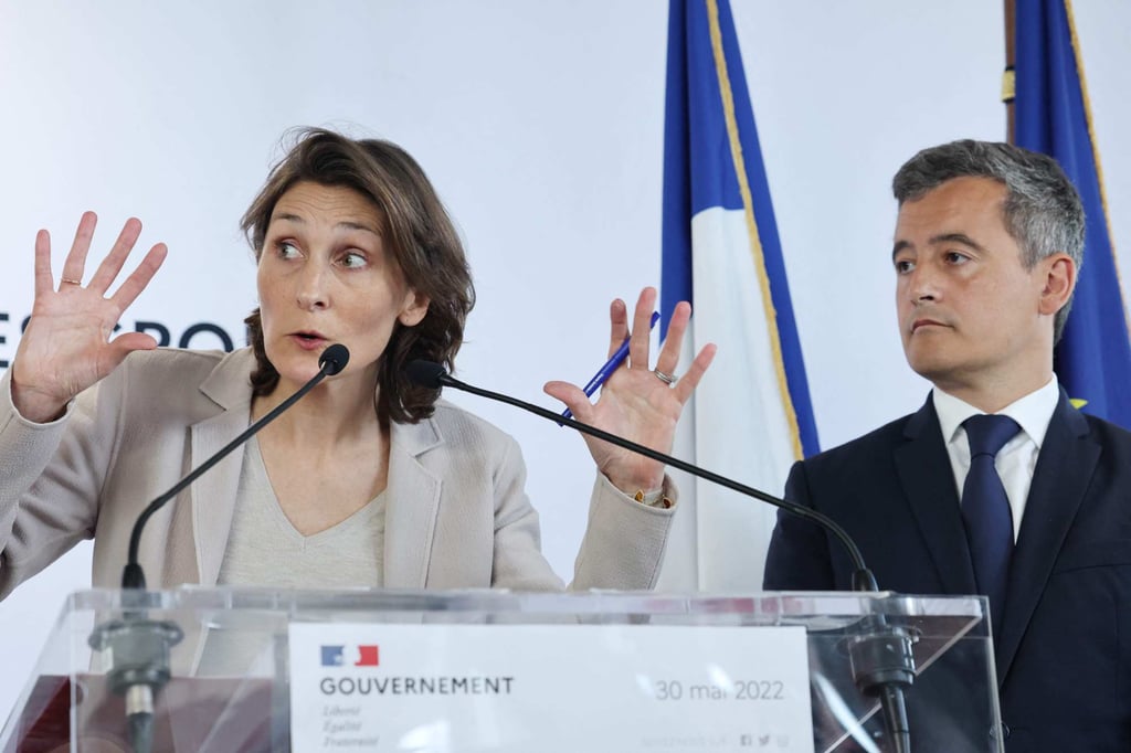 French sports, Olympic and Paralympic Games minister Amelie Oudea-Castera gestures during a press conference after a meeting in Paris to identify those responsible for unrest during the Uefa Champions League final. Photo: AFP French sports, Olympic and Paralympic Games minister Amelie Oudea-Castera gestures during a press conference after a meeting in Paris to identify those responsible for unrest during the Uefa Champions League final. Photo: AFP