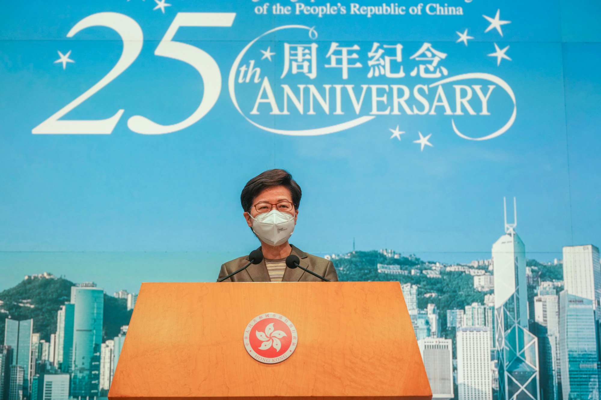 Chief Executive Carrie Lam addresses the press before her weekly Exco meeting. Photo: Robert Ng