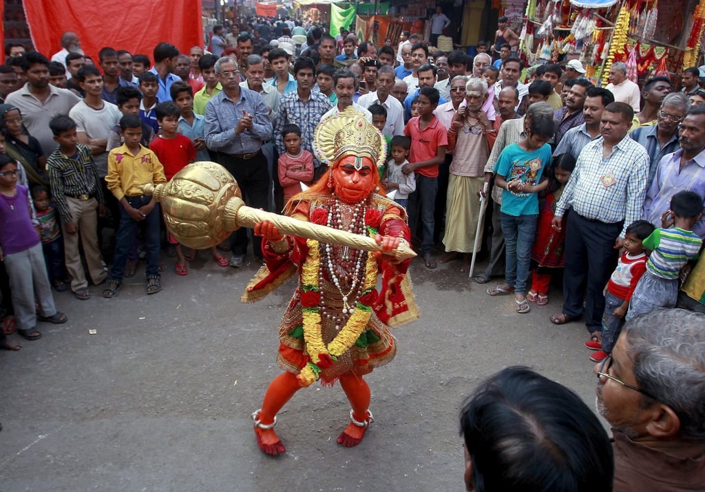 A man in Allahabad dressed as Hindu monkey god Hanuman performs on a street during the Hanuman Jayanti Festival in India. File photo: Reuters A man in Allahabad dressed as Hindu monkey god Hanuman performs on a street during the Hanuman Jayanti Festival in India. File photo: Reuters