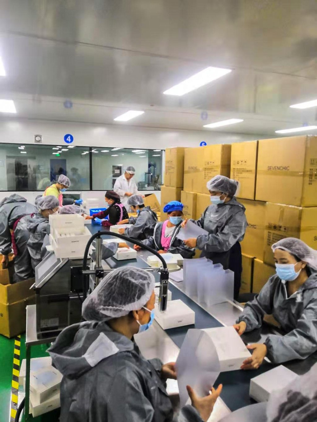 Around 50 workers at Natural Skin Care Biotechnology, a small cosmetics manufacturer in suburban Shanghai, resumed production as of Wednesday. Photo: Natural Skin Care Biotechnology Around 50 workers at Natural Skin Care Biotechnology, a small cosmetics manufacturer in suburban Shanghai, resumed production as of Wednesday. Photo: Natural Skin Care Biotechnology