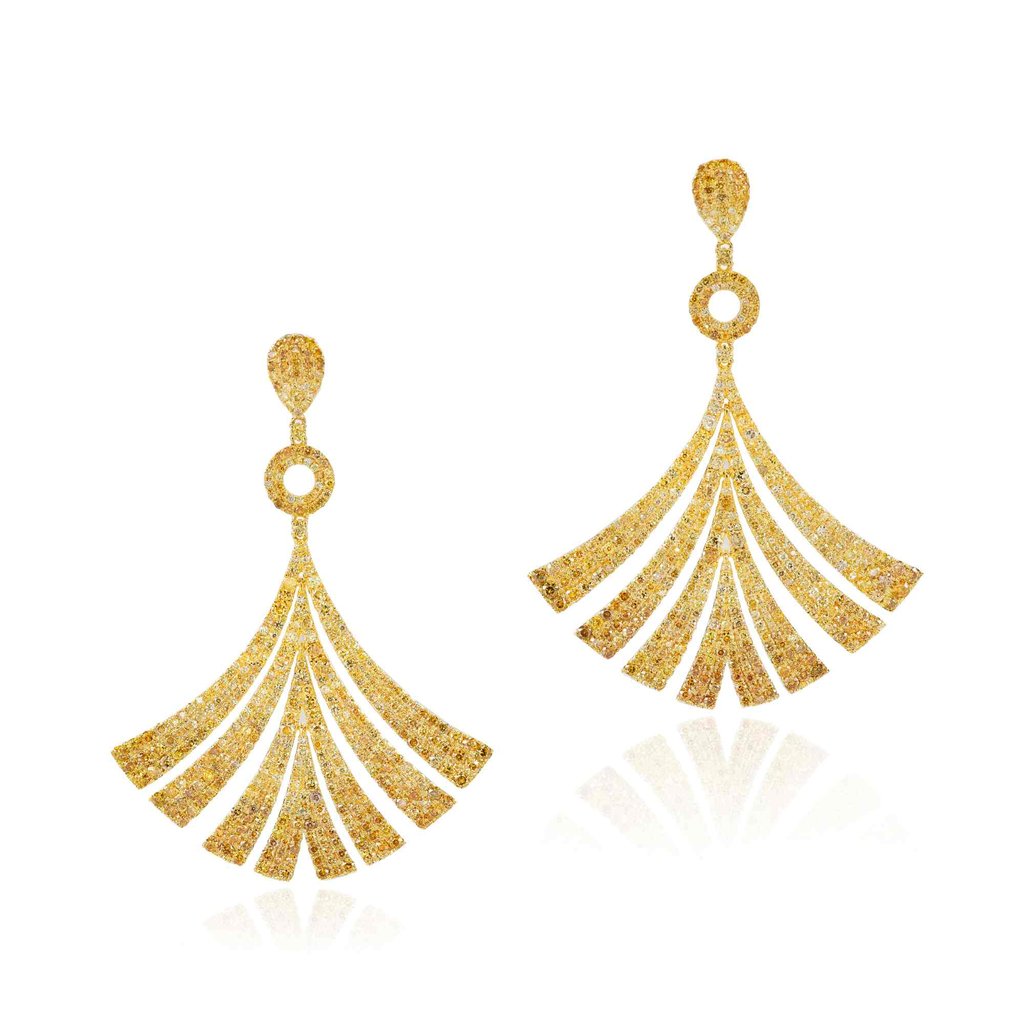 Dazzling Autumn earrings, inspired by Van Gogh artwork and auctioned alongside an accompanying NFT. Photo: Sotheby’s Dazzling Autumn earrings, inspired by Van Gogh artwork and auctioned alongside an accompanying NFT. Photo: Sotheby’s