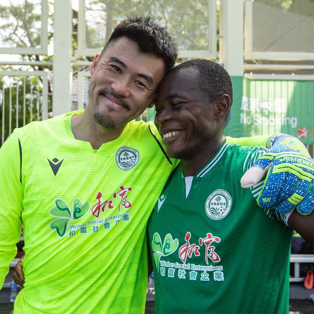 Goalkeeper Li Hon-ho and forward Christian Annan of Wofoo Tai Po. Photo: Facebook