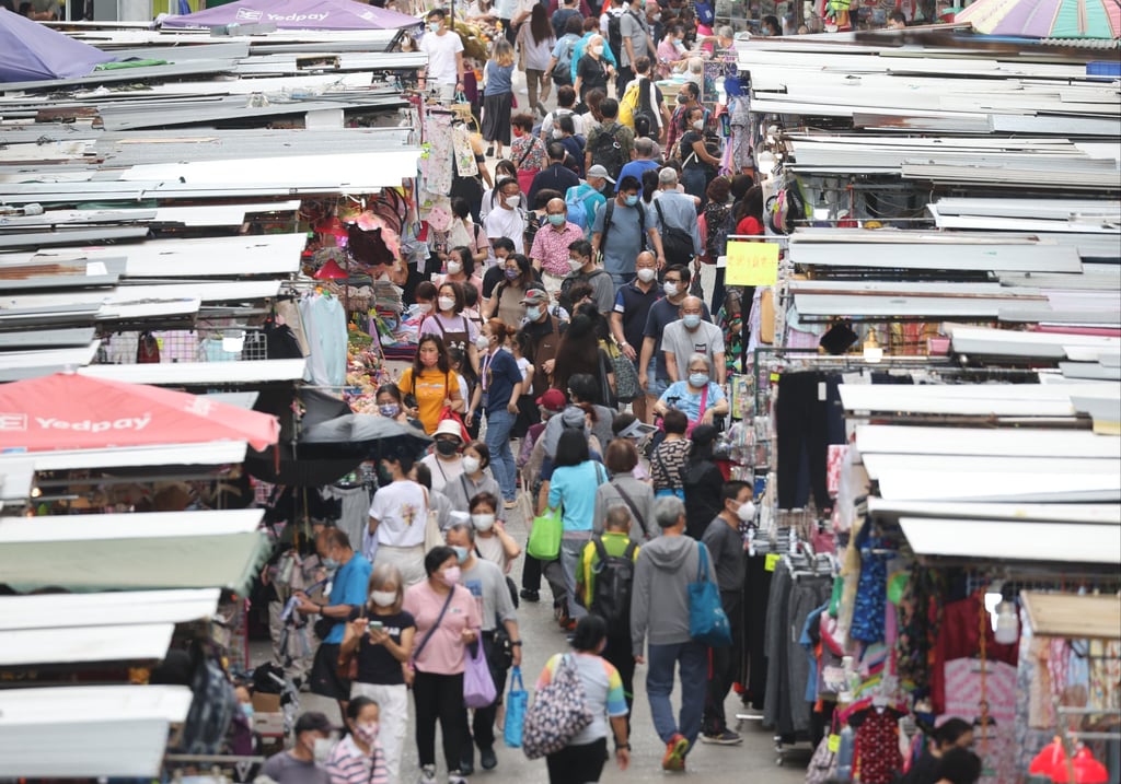 Shoppers in Mong Kok after social-distancing curbs were relaxed. Photo: Edmond So