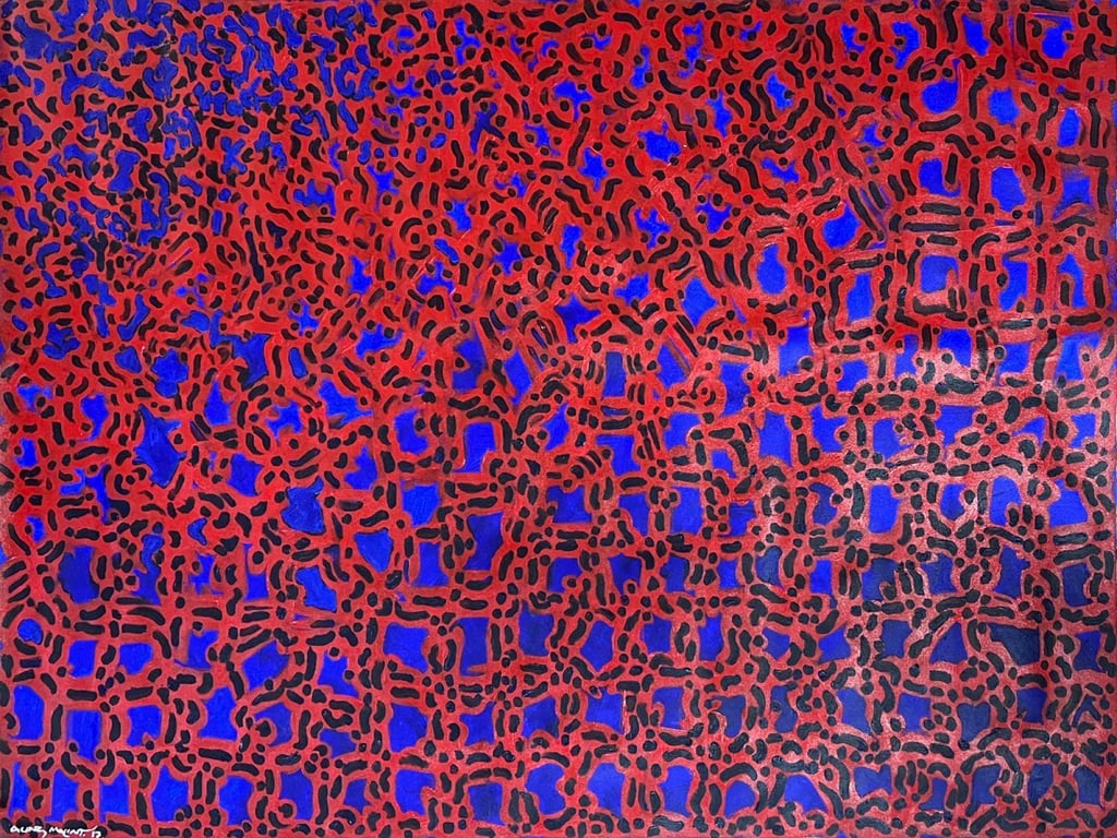 The Blue (2017) by Aung Myint, acrylic on canvas, 122 x 92 cm. Photo: Karin Weber Gallery/Aung Myint