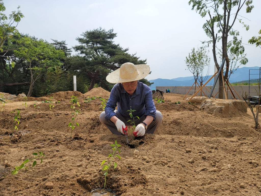 Former South Korean president Moon Jae-in retired last month to the village of Pyeongsan. His family has complained to police about protesters near his home. Photo: Moon Jae-in, Twitter