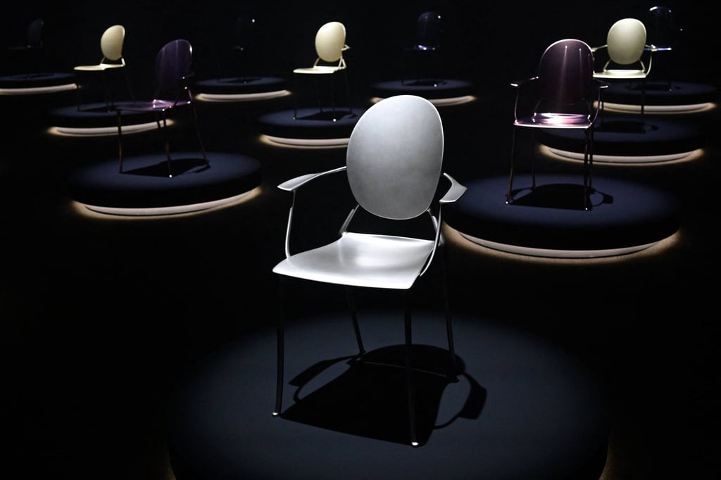 “Miss Dior” Medallion chairs designed by French designer Philippe Starck for Dior are displayed on the eve of the opening of the Salone del Mobile furniture fair in Milan. Photo: AFP