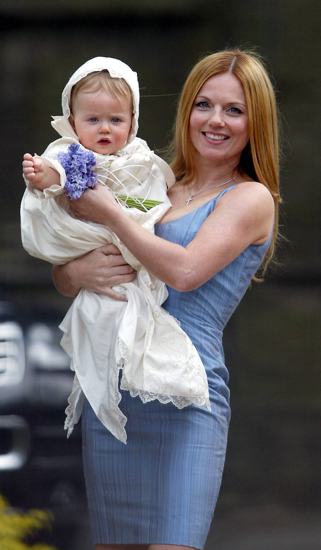 Spice Girl Geri Halliwell at the christening of her daughter Bluebell in 2007. Photo: Newscom