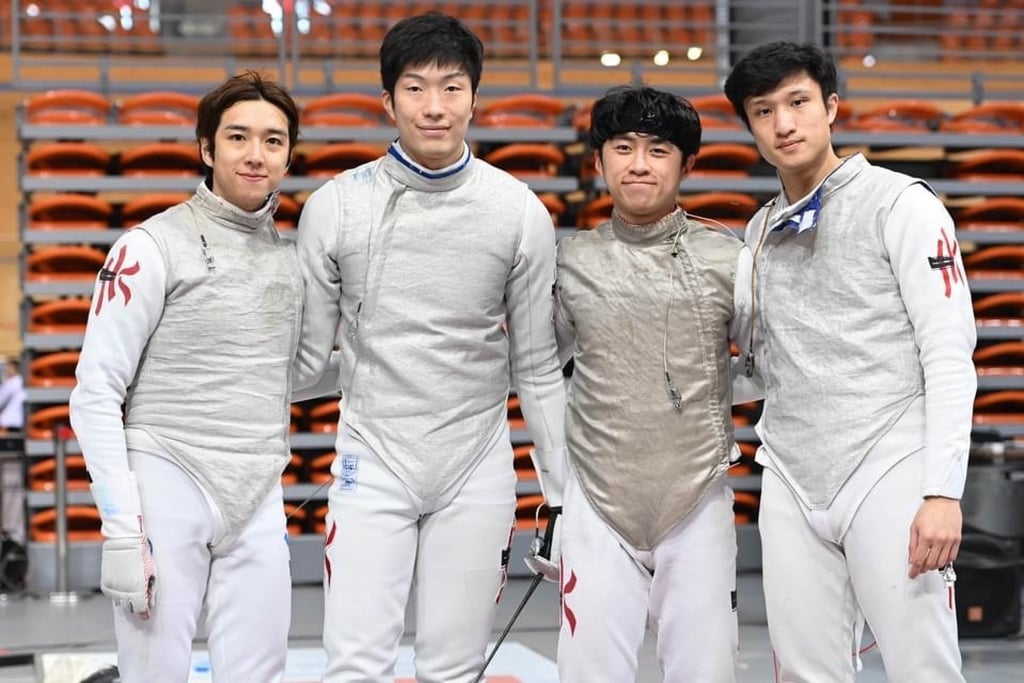 Hong Kong’s men’s foil team at the World Cup series in Plovdiv. From left: Nicholas Choi, Edgar Cheung, Lawrence Ng and Ryan Choi. Photo: FIE