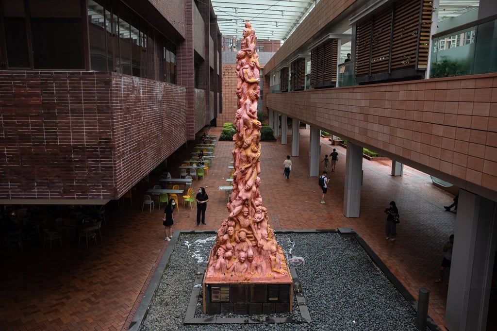 The “Pillar of Shame” depicting torn and twisted bodies by Danish artist Jens Galschiot at the University of Hong Kong, on October 10, 2021. Photo: EPA-EFE