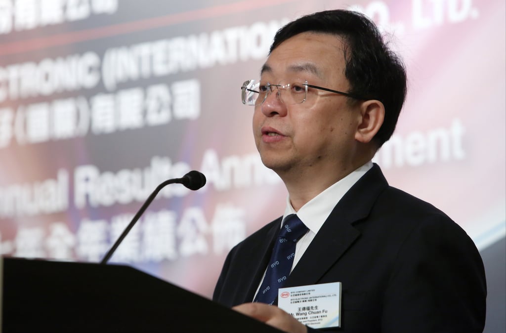 BYD chairman Wang Chuanfu seen during a media briefing in Hong Kong in 2018. Photo: Edmond So