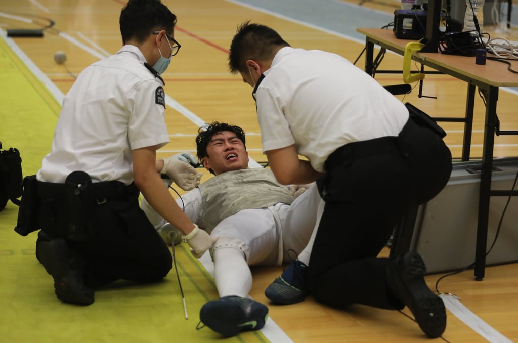 Lawrence Ng grimaces in pain at the President’s Cup ahead of his departure for the Asian Championships. Photo: Xiaomei Chen