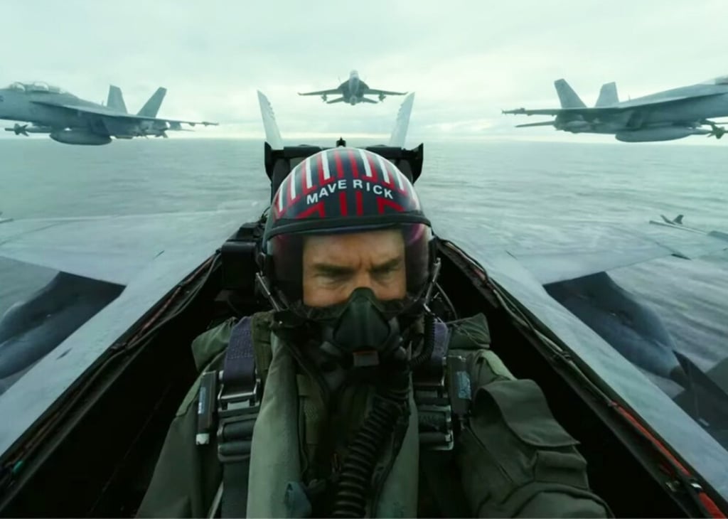 Tom Cruise acting and flying around in a military fighter jet in the new Top Gun: Maverick. Photo: Paramount Pictures/TNS Tom Cruise acting and flying around in a military fighter jet in the new Top Gun: Maverick. Photo: Paramount Pictures/TNS