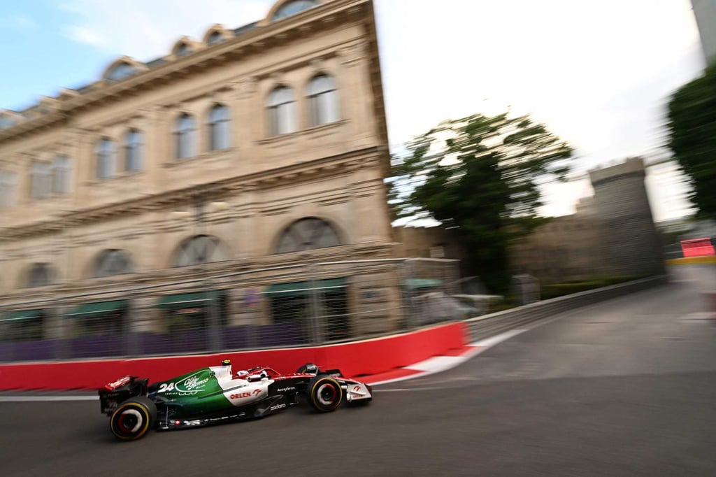 Alfa Romeo’s Chinese driver Zhou Guanyu steers his car during the second practice session at the Baku City Circuit. Photo: AFP Alfa Romeo’s Chinese driver Zhou Guanyu steers his car during the second practice session at the Baku City Circuit. Photo: AFP