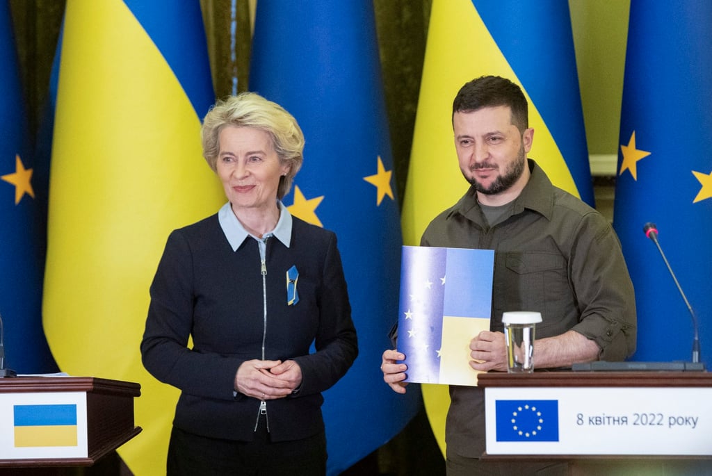 European Union chief Ursula von der Leyen visited Ukraine on Saturday to hold talks with President Volodymyr Zelensky. Photo: EPA/EFE/Handout