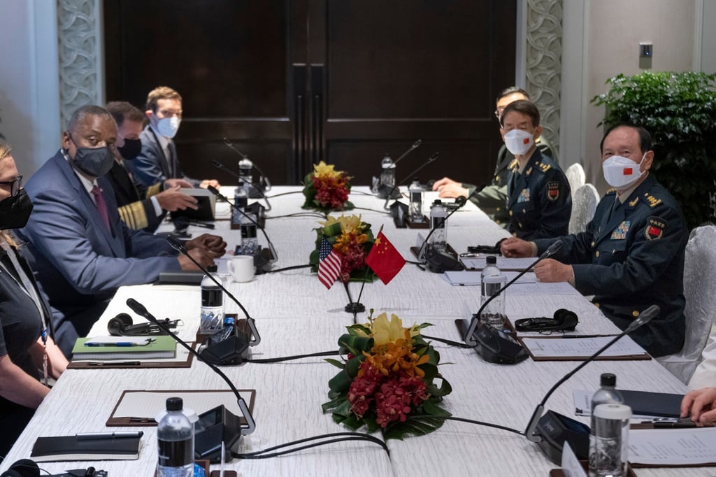 China’s foreign ministry described Friday’s meeting between Defence Minister Wei Fenghe and Pentagon chief Lloyd Austin as “candid and constructive”. Photo: EPA-EFE via US Department of Defence