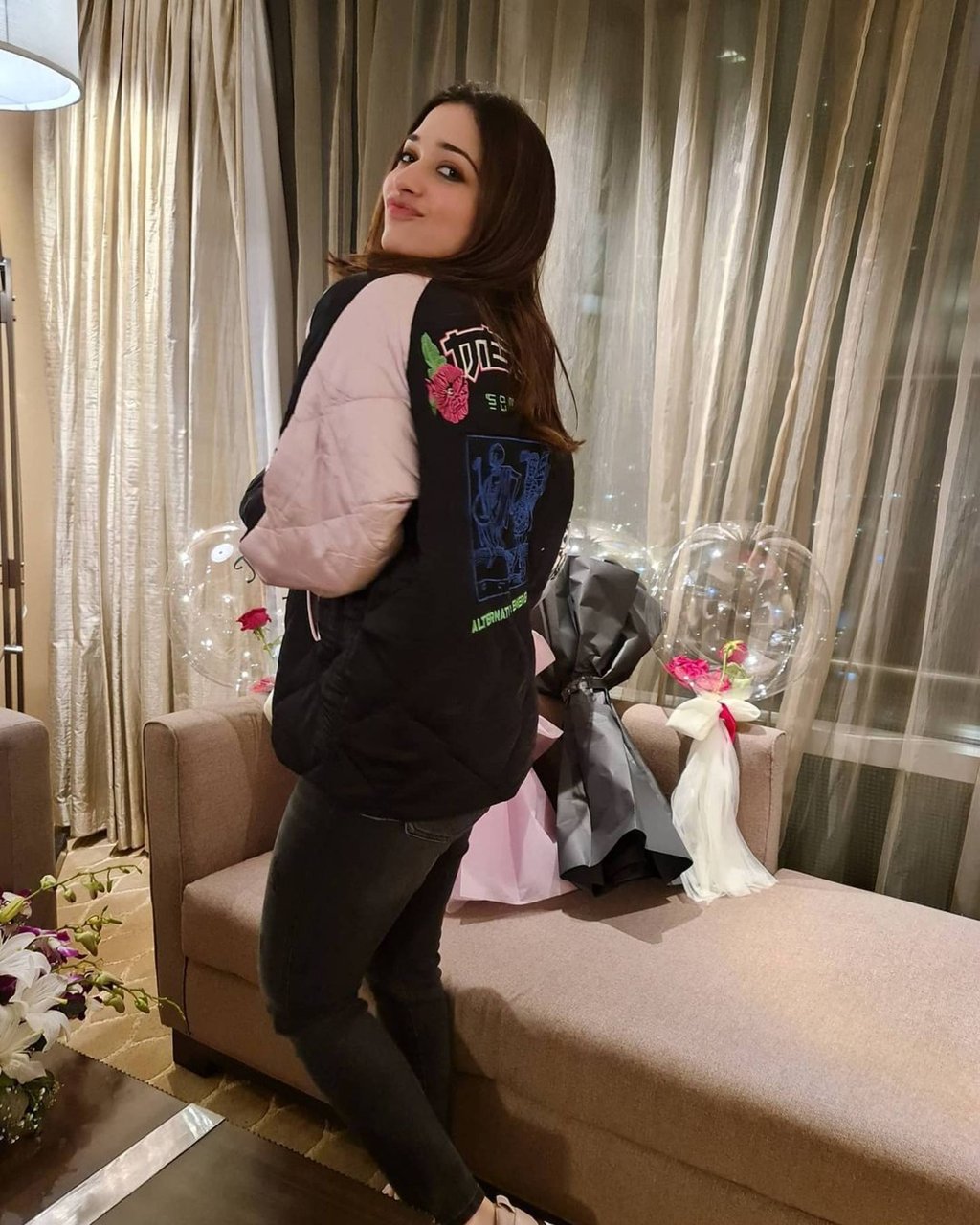 Tamannaah Bhatia celebrating her birthday at home. Photo: @tamannaahspeaks/Instagram