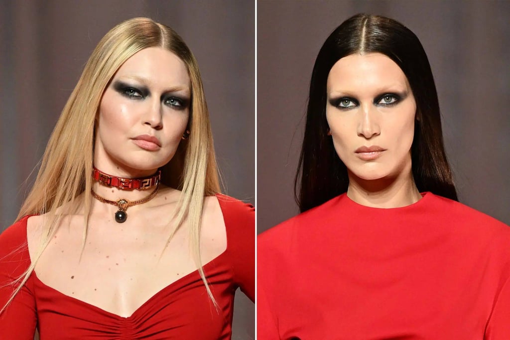 Models Gigi and Bella Hadid show bleached eyebrows on the catwalk. Models Gigi and Bella Hadid show bleached eyebrows on the catwalk.