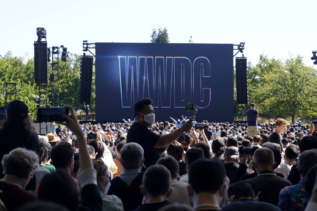 A large audience, including journalists and industry analysts, are seen before the start of a keynote address at the opening of Apple’s Worldwide Developers Conference on June 6, 2022 at the US tech giant’s headquarters in Cupertino, California. Photo: Xinhua A large audience, including journalists and industry analysts, are seen before the start of a keynote address at the opening of Apple’s Worldwide Developers Conference on June 6, 2022 at the US tech giant’s headquarters in Cupertino, California. Photo: Xinhua