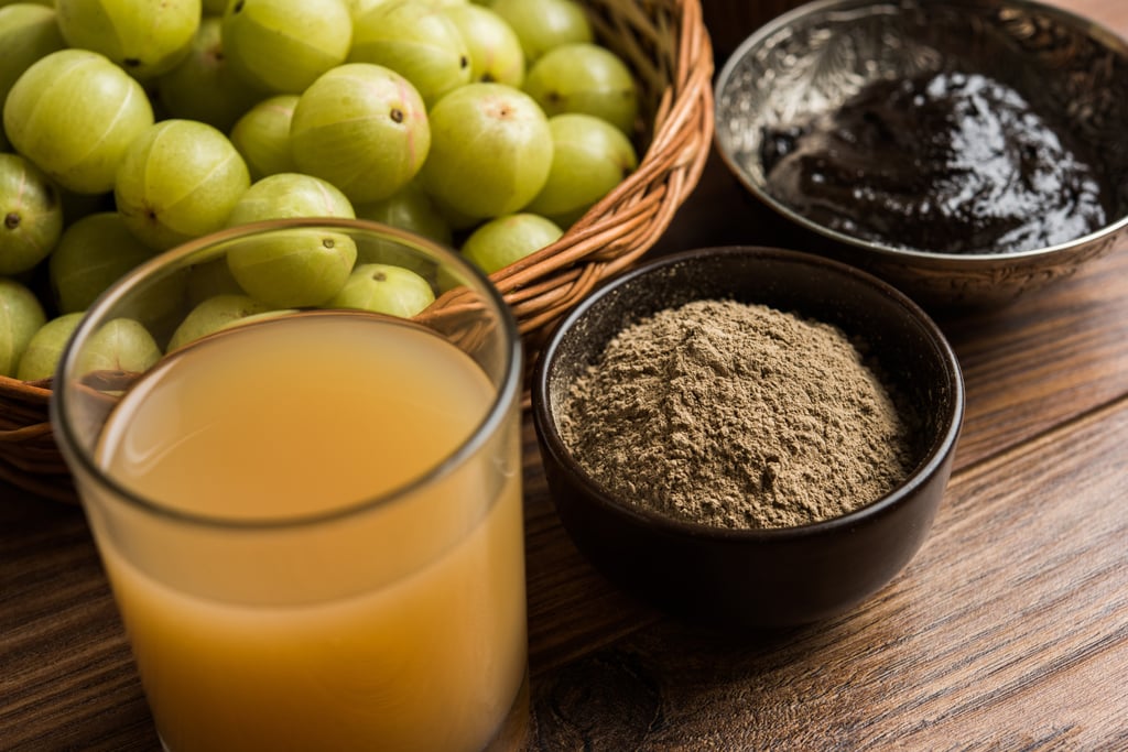 Amla in their natural form and juiced, powdered and in chutney. Photo: Shutterstock Amla in their natural form and juiced, powdered and in chutney. Photo: Shutterstock
