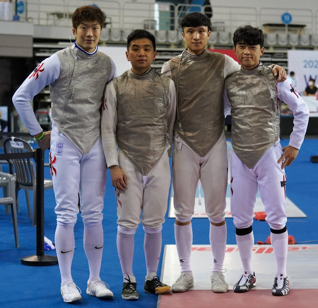 Hong Kong foil team: Cheung Ka-long (left), Yeung Chi-ka, Ryan Choi and Lawrence Ng. Photo: FIE