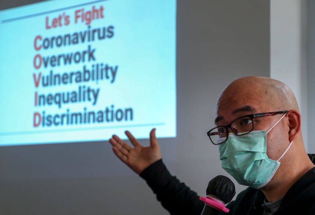 Spokesman for the Asian Migrants’ Coordinating Body, Eman Villanueva. Photo: Edward Wong Spokesman for the Asian Migrants’ Coordinating Body, Eman Villanueva. Photo: Edward Wong