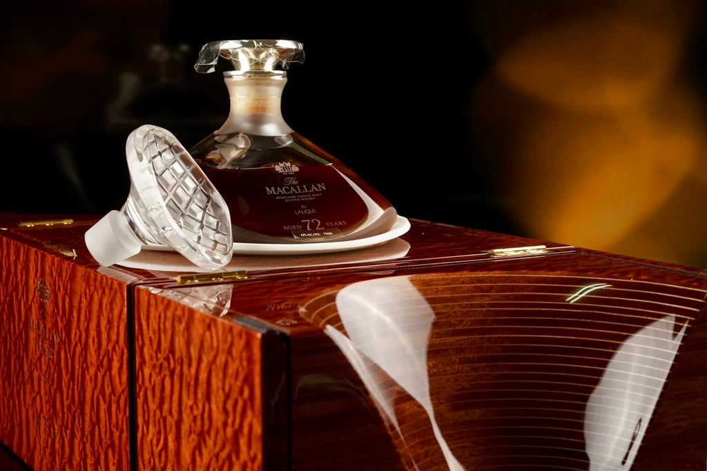 Macallan 72 year old in Lalique decanter. Photo: Two More Glasses