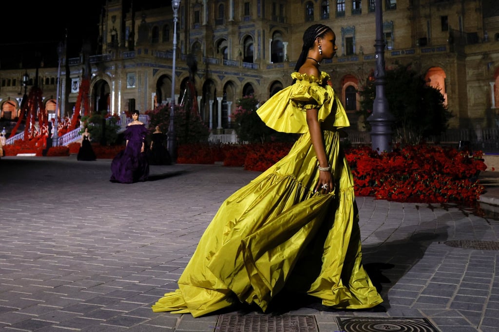 Models wear outfits from Dior’s 2023 cruise collection in Seville, Spain. Photo: Reuters