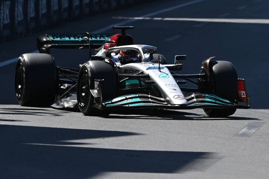 Mercedes’ British driver George Russell during the Formula One Azerbaijan Grand Prix in Baku, on June 12. Photo: AFP
