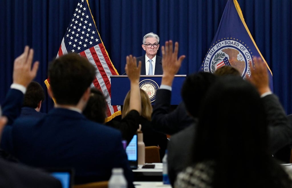 US Federal Reserve Chair Jerome Powell at a news conference on interest rates on Wednesday. Photo: AFP US Federal Reserve Chair Jerome Powell at a news conference on interest rates on Wednesday. Photo: AFP