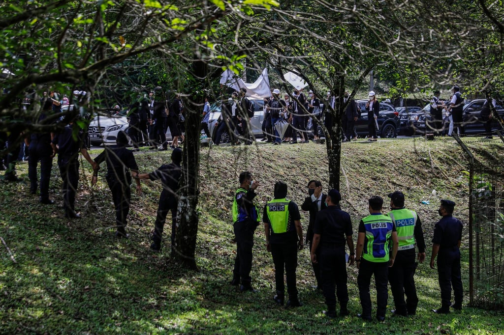 Malaysian police block lawyers wanting to walk to Kuala Lumpur’s parliament building during a Friday protest aimed at upholding judicial independence. Photo: EPA-EFE Malaysian police block lawyers wanting to walk to Kuala Lumpur’s parliament building during a Friday protest aimed at upholding judicial independence. Photo: EPA-EFE