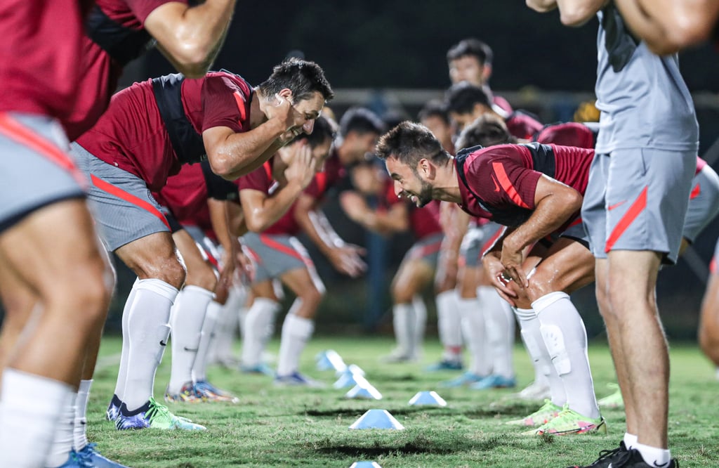 Hong Kong’s football team ahead of their match against India on June 14. The team was already guaranteed a spot in the finals after the Philippines lost to Palestine. Photo: HKFA Hong Kong’s football team ahead of their match against India on June 14. The team was already guaranteed a spot in the finals after the Philippines lost to Palestine. Photo: HKFA